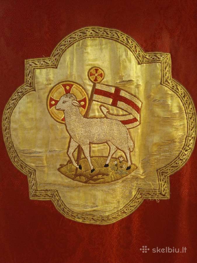 Bažnytinė liturginė vėliava su Agnus Dei XX a. v - nuotraukos Nr. 6