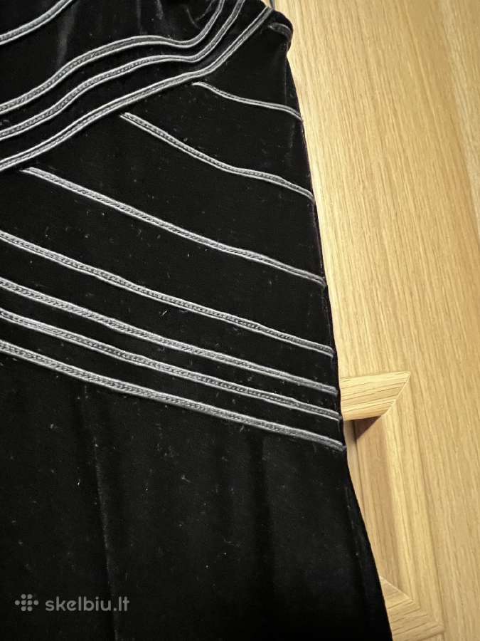 Ilga juoda vakarinė suknelė barchatinė dydis 38 - nuotraukos Nr. 3
