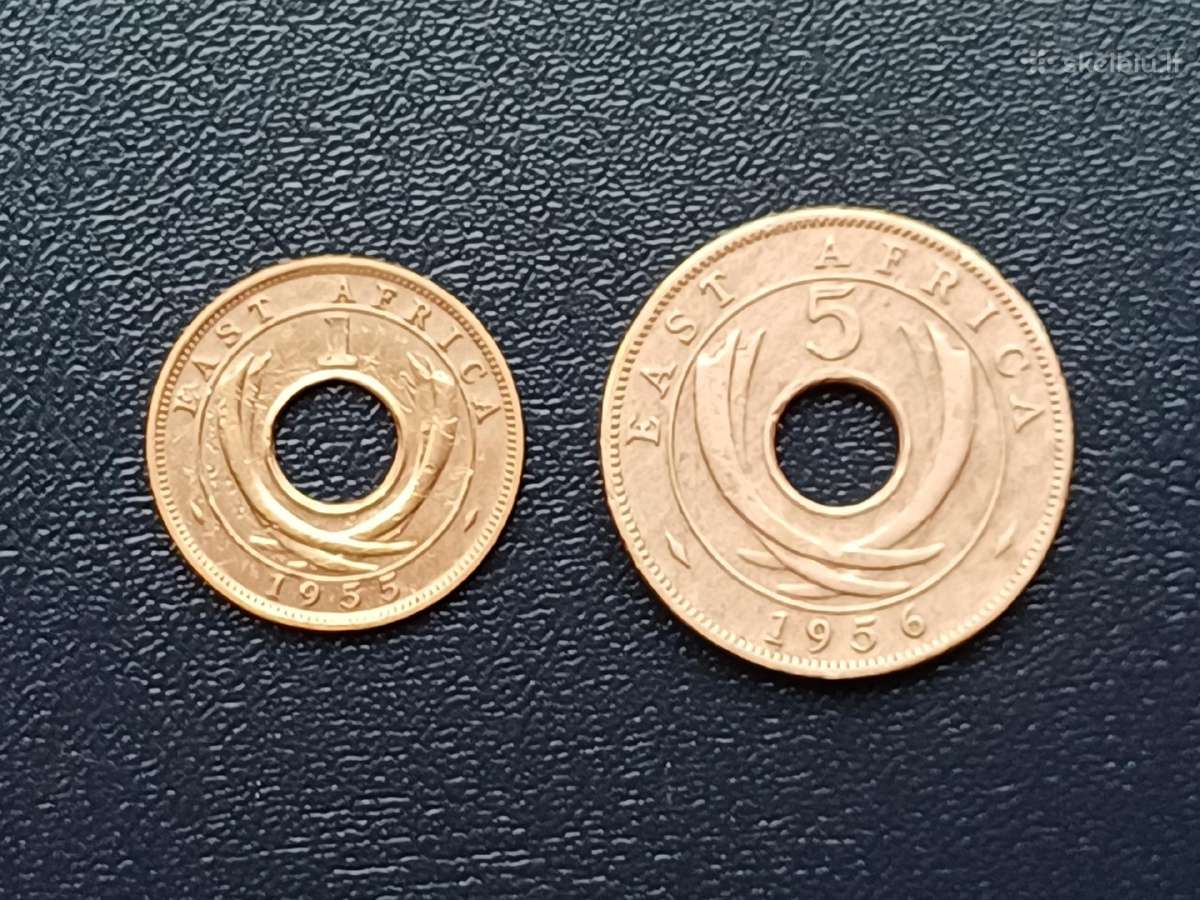 1 ir 5 centai 1955-56m. Rytų Afriką. - nuotraukos Nr. 2