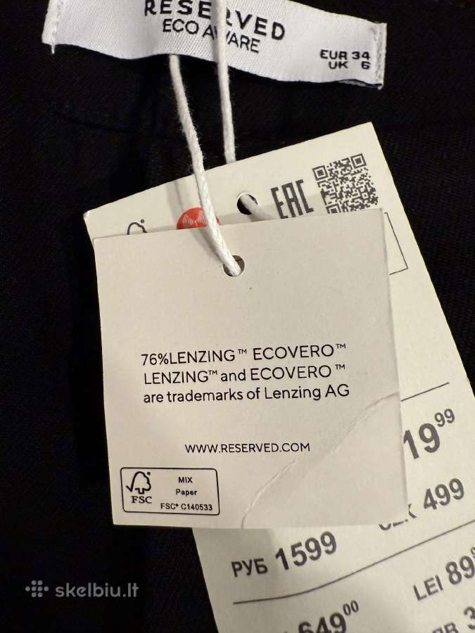 Reserved Ecovero audinio slim juodos kelnės, elast - nuotraukos Nr. 3