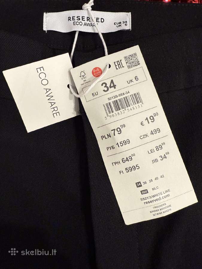 Reserved Ecovero audinio slim juodos kelnės, elast - nuotraukos Nr. 4