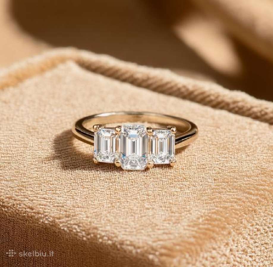 14 Kt geltono aukso žiedas su deimantais 2.13 ct