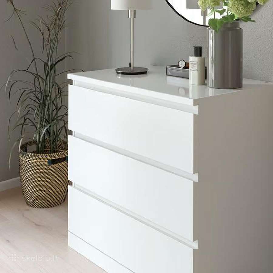 Ikea Malm baltas stiklas 80x48 cm