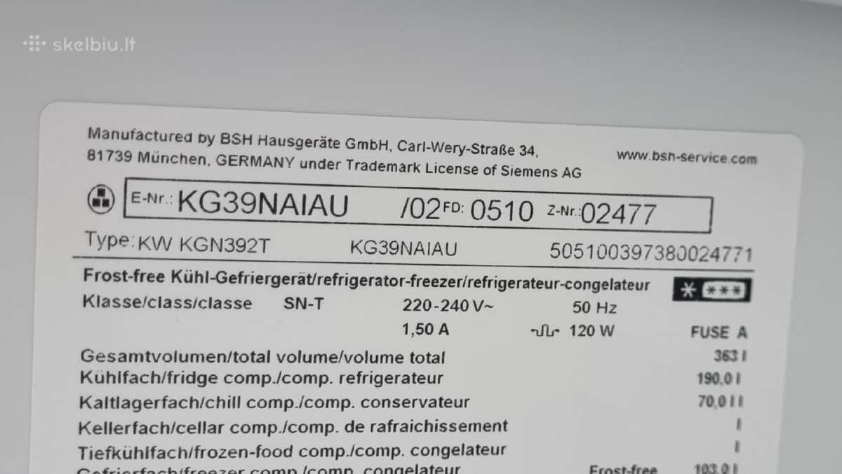 Nauji Siemens Kg39naiau ,A energijos kl+garantija - nuotraukos Nr. 32