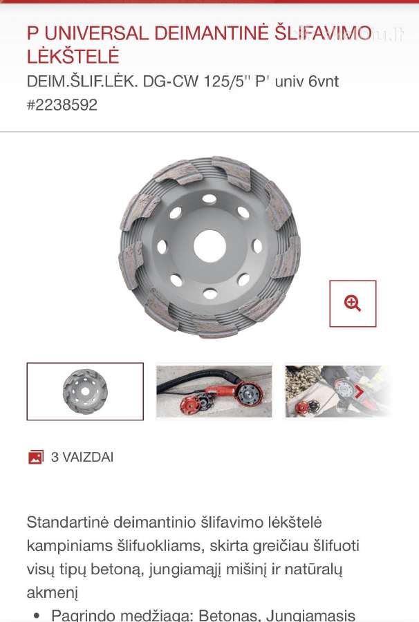 Deimantinis šlifavimo diskas Hilti - nuotraukos Nr. 2