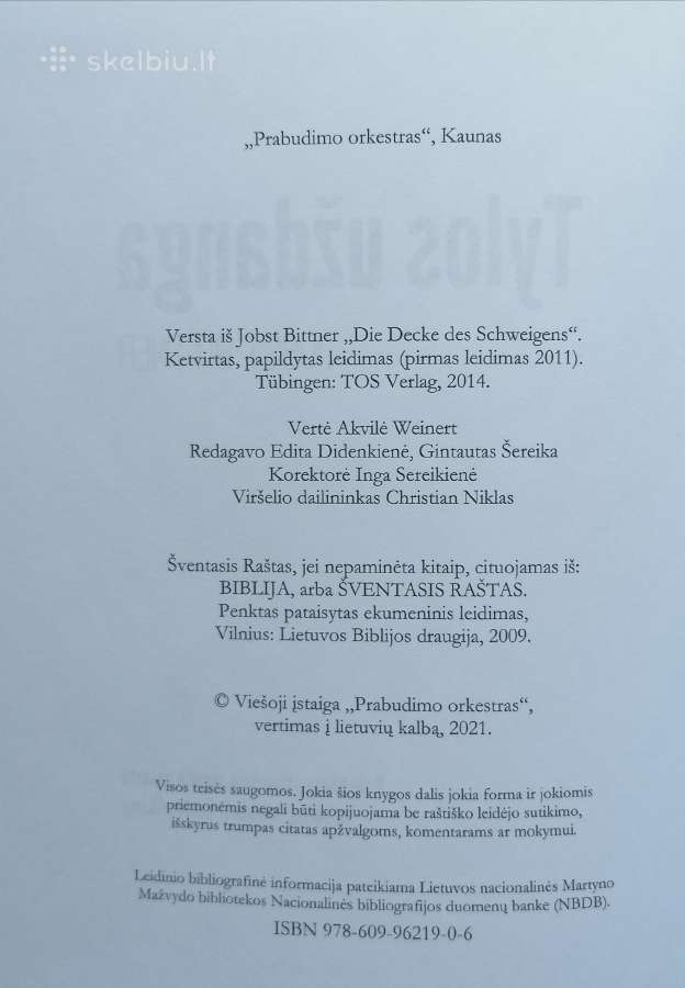 Jobst Bittner ''Tylos uždanga'' - nuotraukos Nr. 2