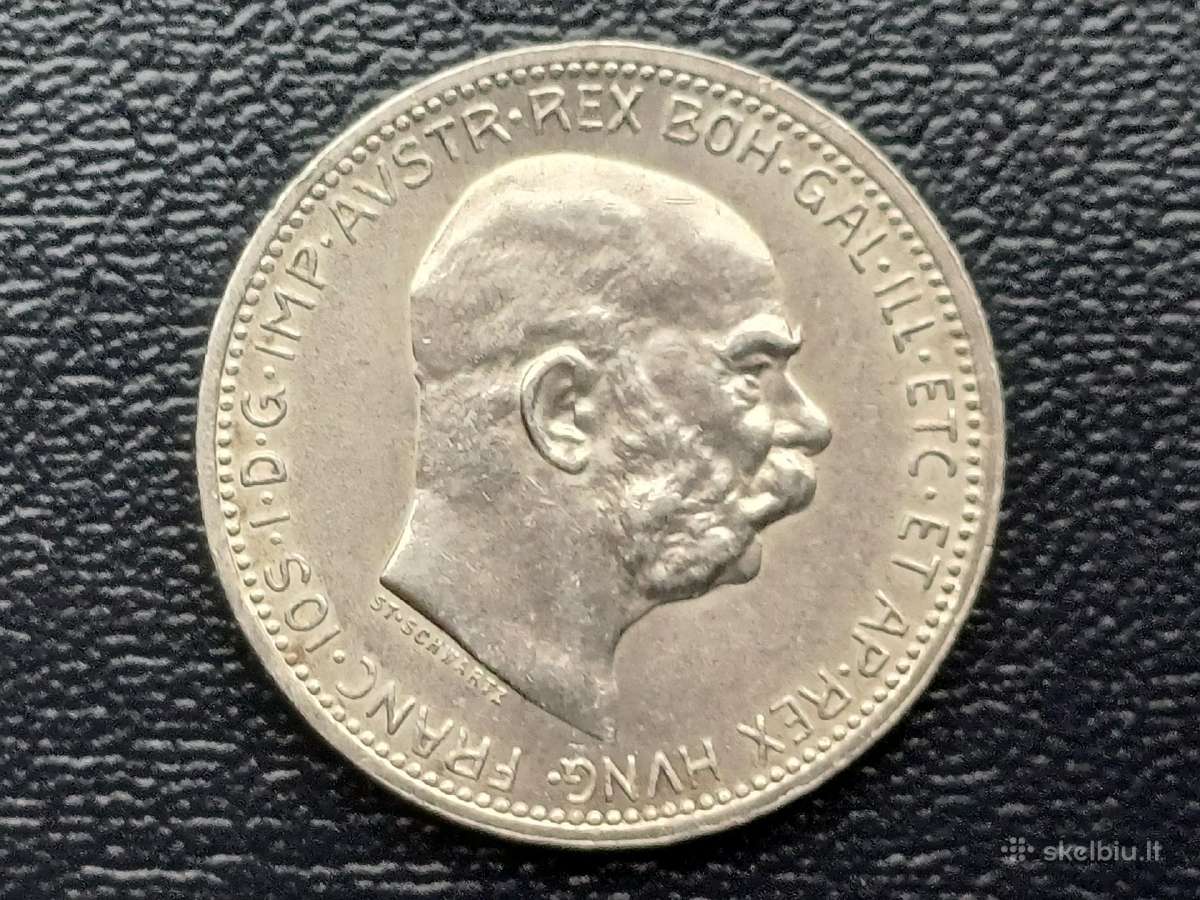 1 krona 1915m. Austrija sidabras - nuotraukos Nr. 2