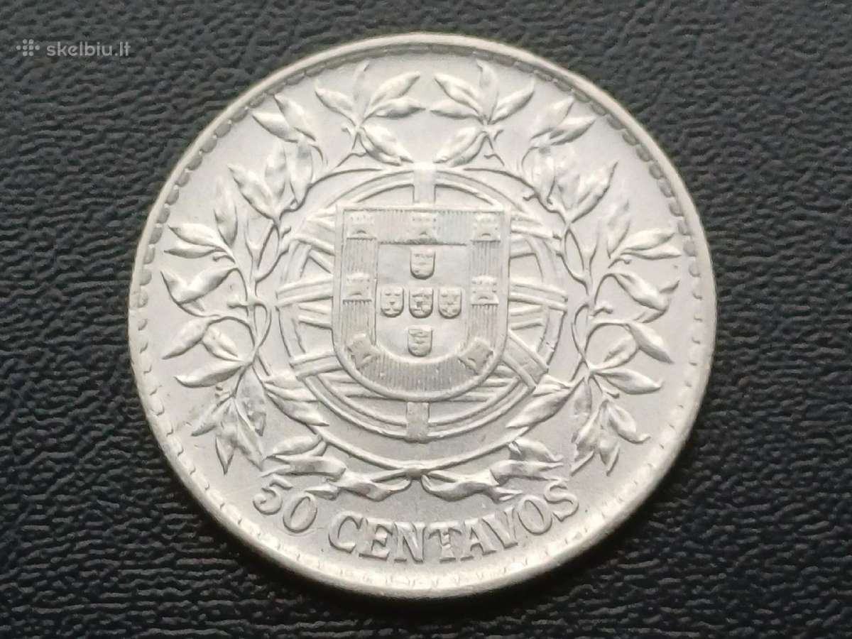 50 centavų 1916m. Portugalija sidabras 835