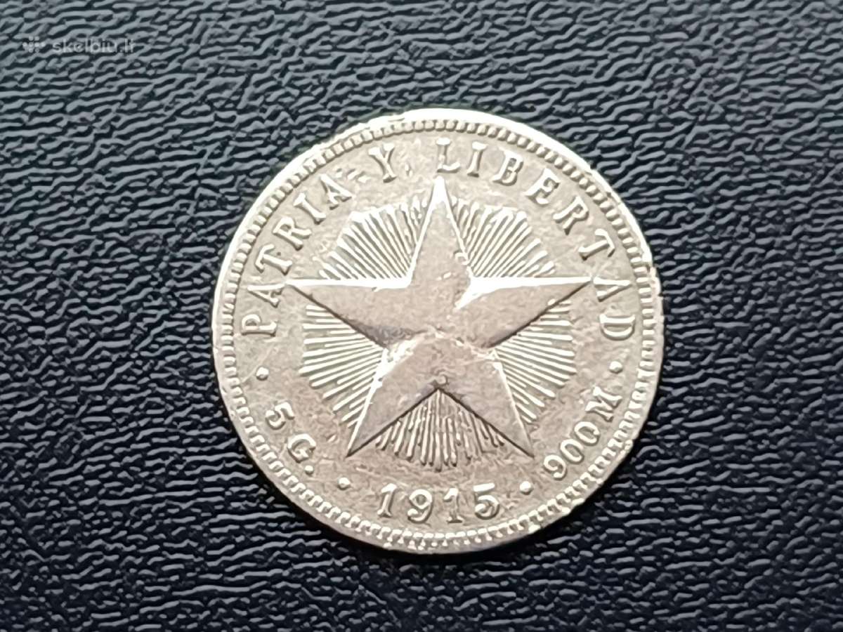 20 centavų 1915m. Kuba sidabras 900