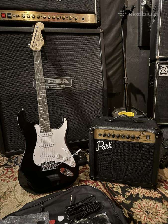Elektrine gitara su kolonėle, pilnas komplektas