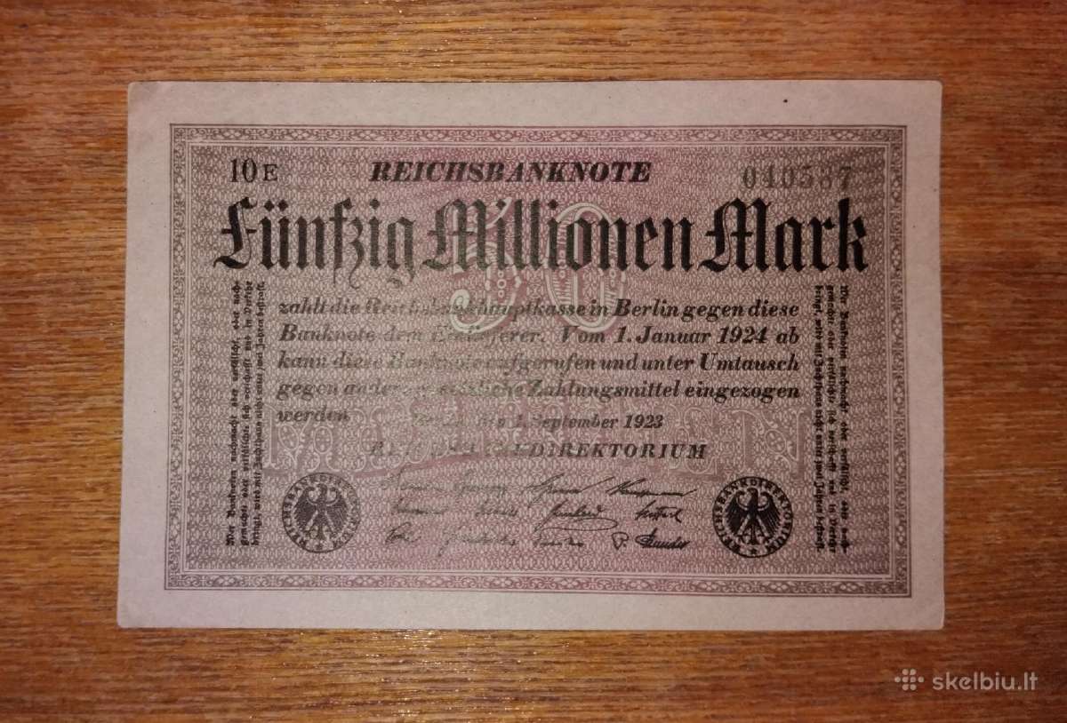 Vokietijos 50 mln markių banknotas