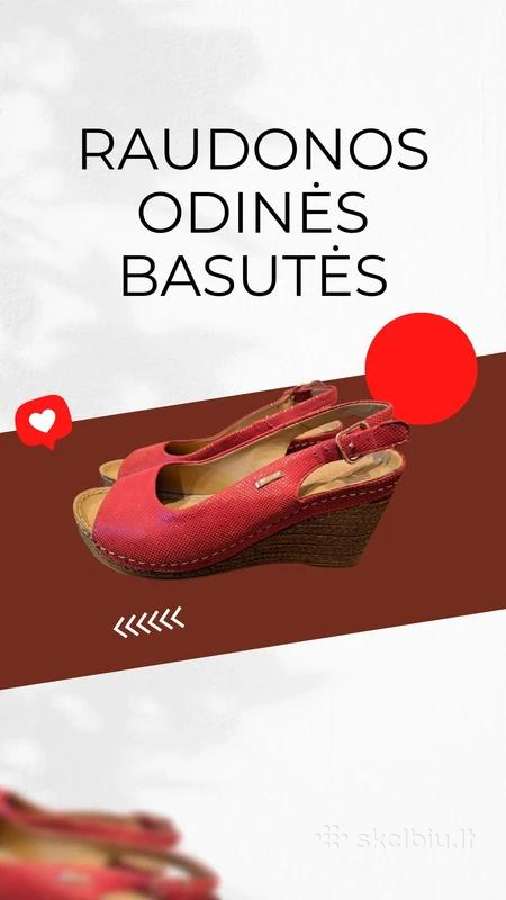 Raudonos Lasocki odinės basutės ant platformos