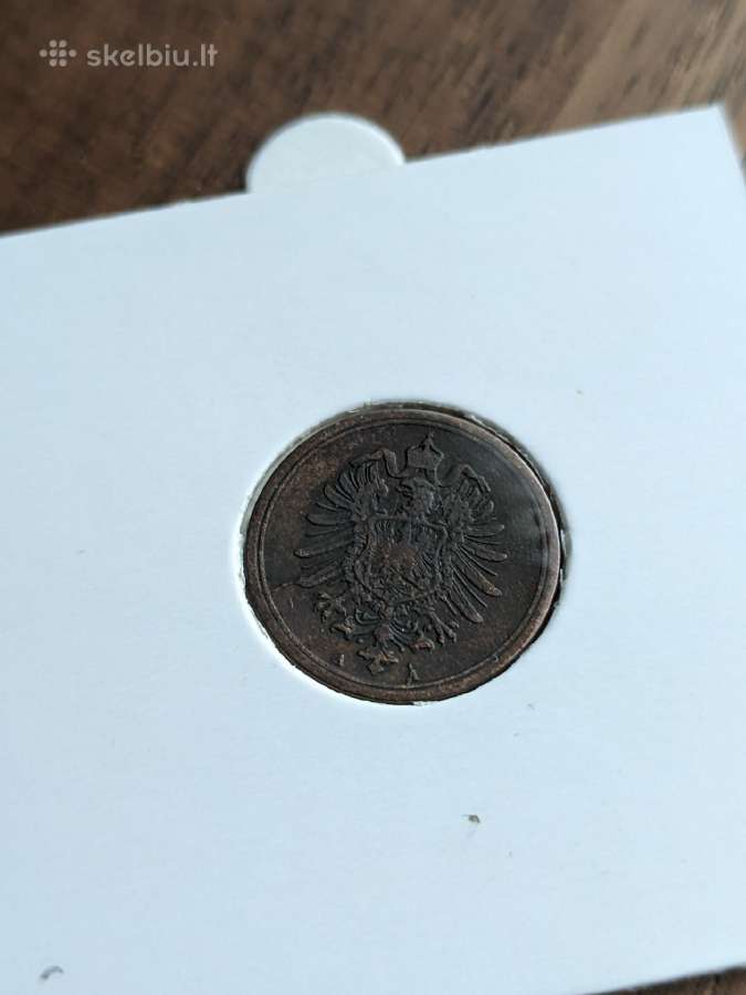 Vokietijos Imperija 1 pfenigas, 1886 - nuotraukos Nr. 2