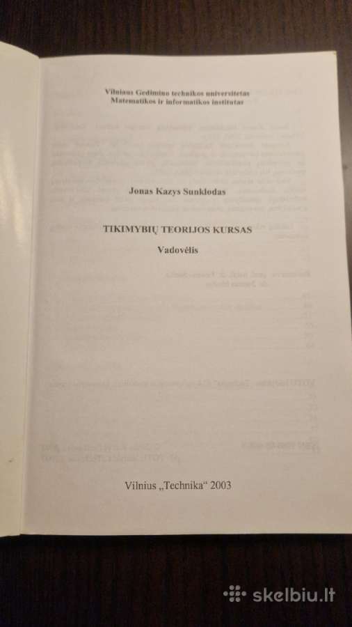 Tikimybių teorijos kursas, vadovėlis - nuotraukos Nr. 3