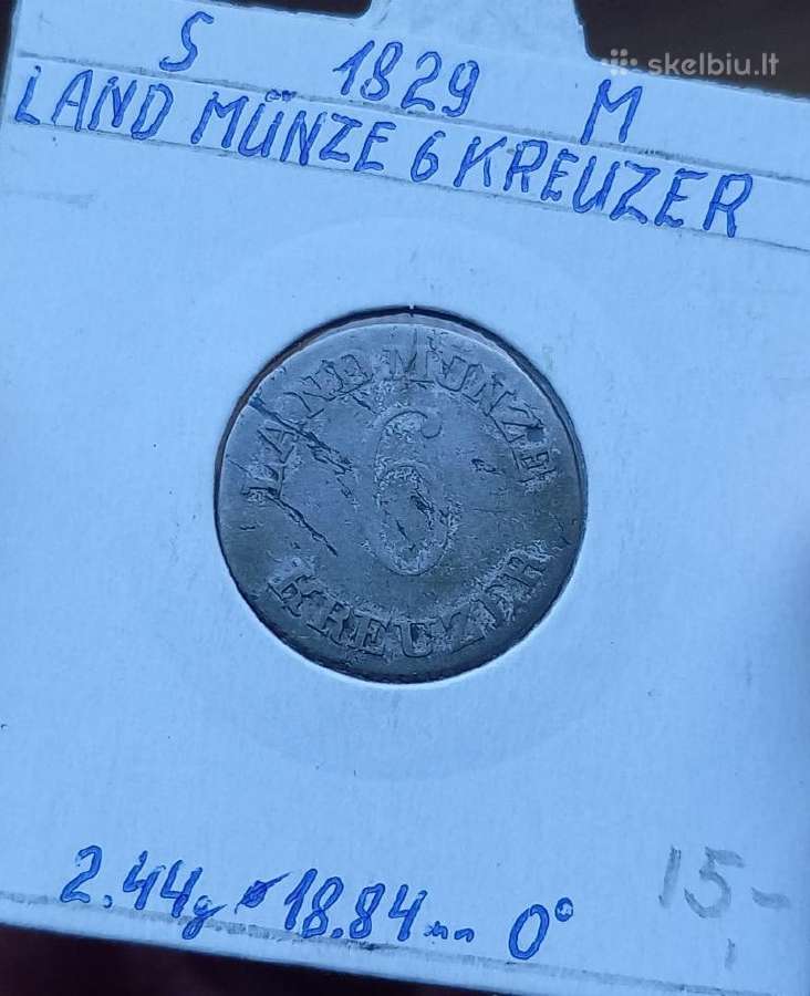 Vokietija- Saks-meiningen 1829 6 kreicer (sidabr)