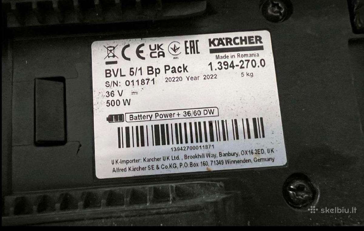 Karcher Blv dulkiu siurblys subaterijom - nuotraukos Nr. 4