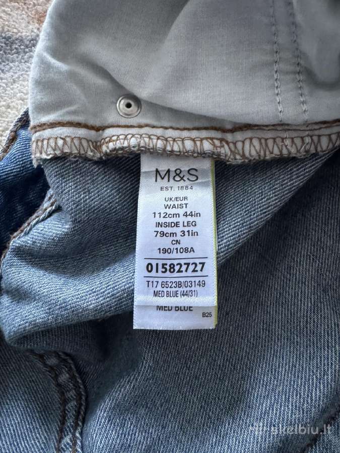 Marks & Spencer džinsai blue 44x31" 112cm Naujos - nuotraukos Nr. 8