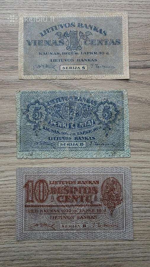 1922 metų smetoniniai banknotai centukai