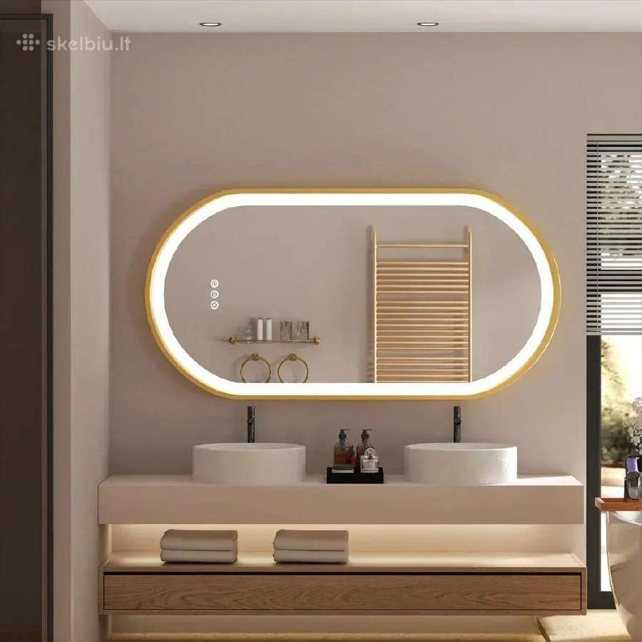LED aukso spalvos veidrodis - nuotraukos Nr. 2