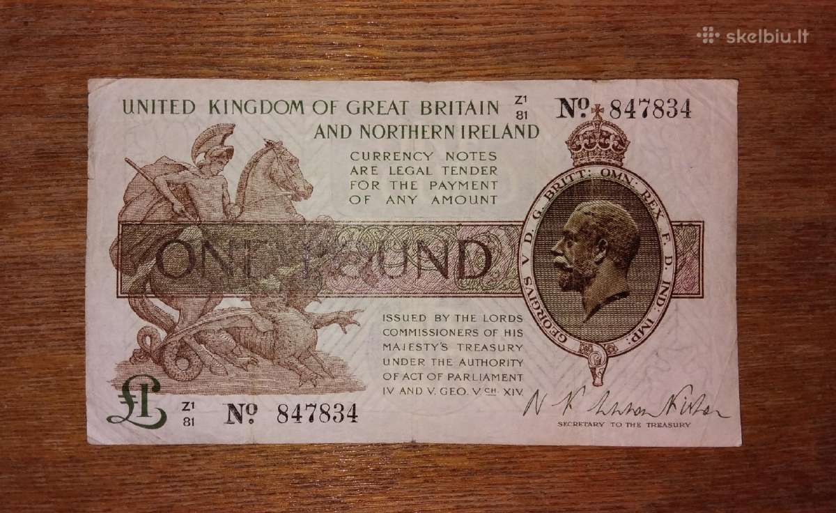 Anglijos 1 £ banknotas