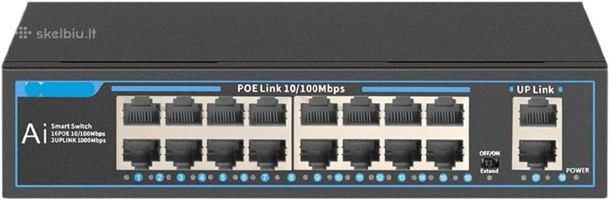 Poe Switch 16 + 2 ports fanless 250w - nuotraukos Nr. 8