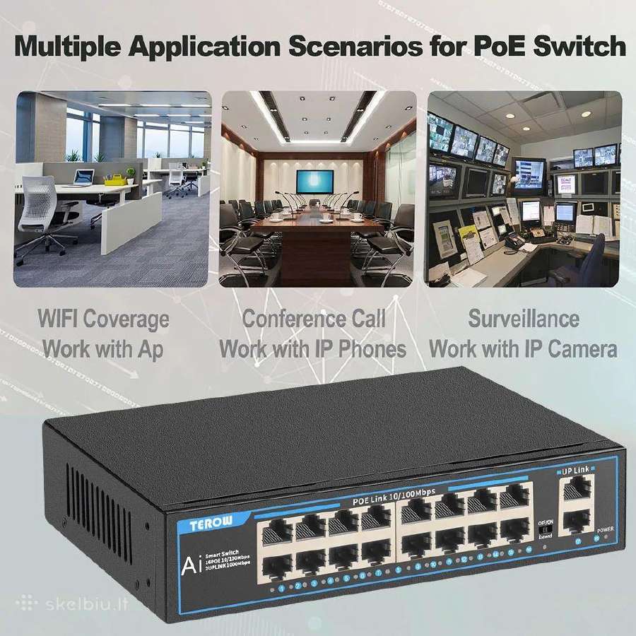 Poe Switch 16 + 2 ports fanless 250w - nuotraukos Nr. 10