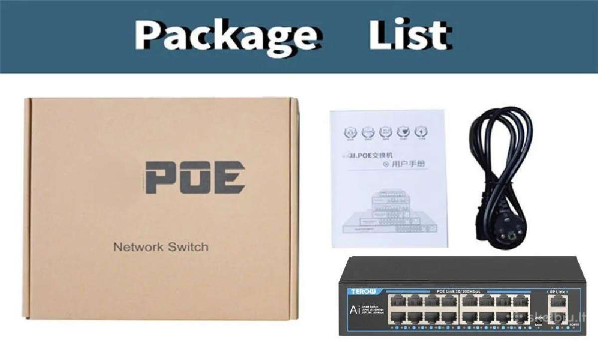 Poe Switch 16 + 2 ports fanless 250w - nuotraukos Nr. 4