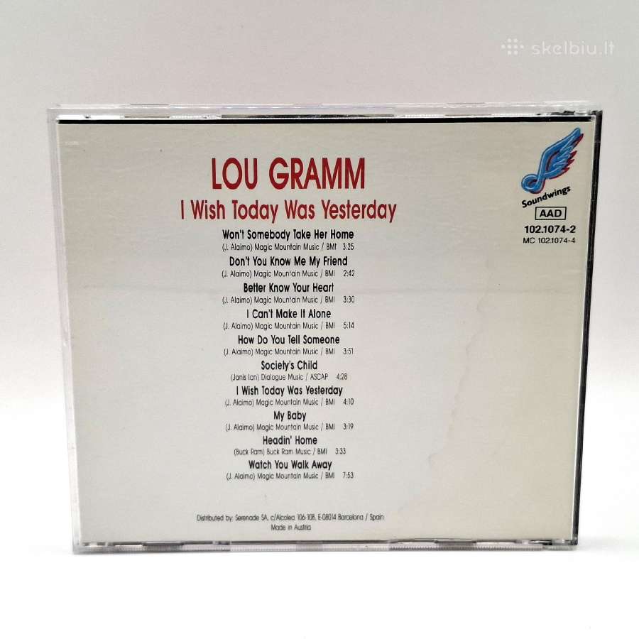 Lou Gramm - I Wish Today Was Yesterday (CD) - nuotraukos Nr. 2