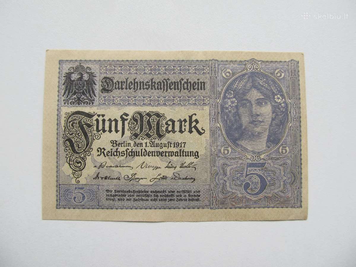 5 markės , Vokietija , 1917 - nuotraukos Nr. 2