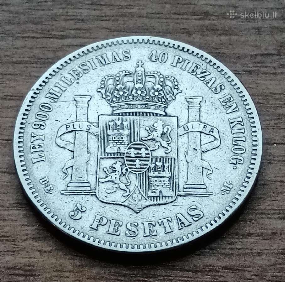 Ispanija 5 pesetos 1875 m.