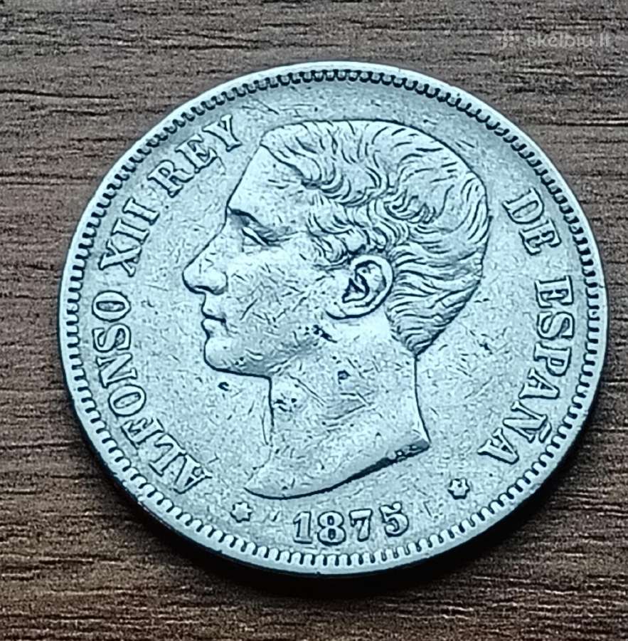 Ispanija 5 pesetos 1875 m. - nuotraukos Nr. 2