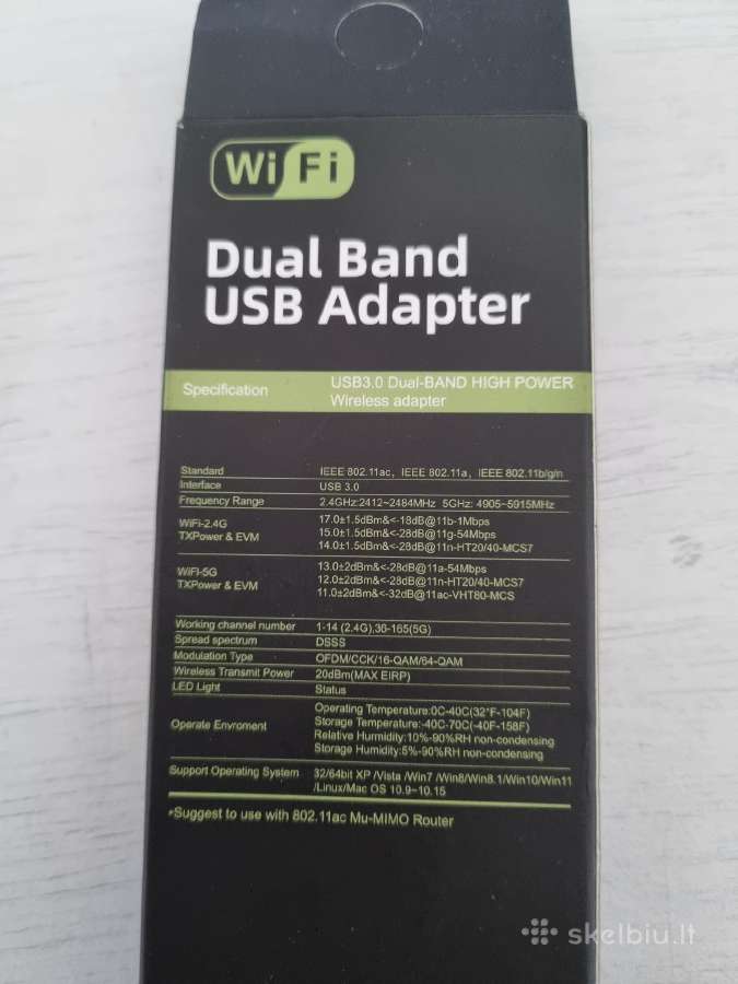 1200mbps WiFi Usb Adapteris 2.4ghz - 5ghz standart - nuotraukos Nr. 2