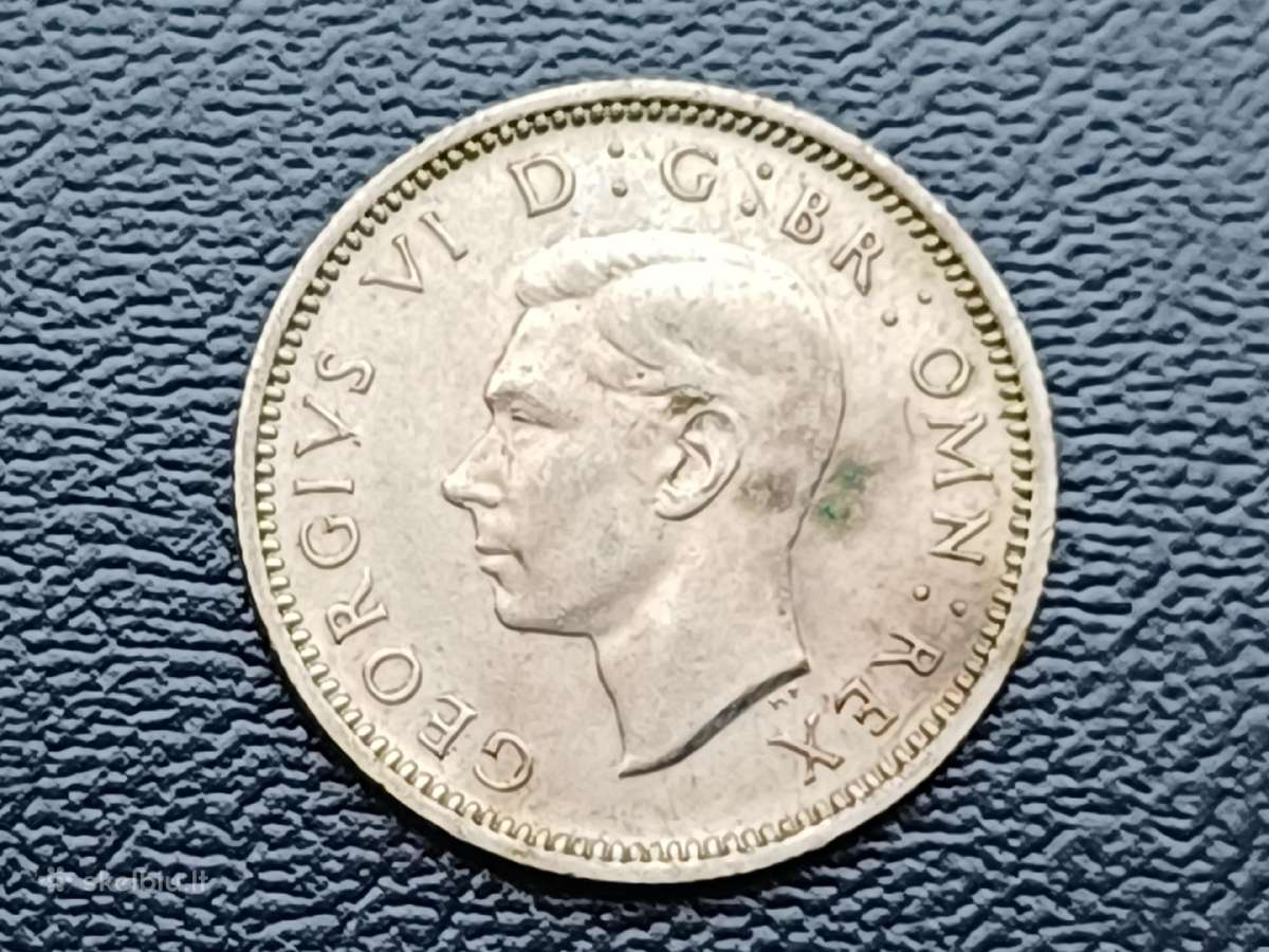 6 pensai 1946m. Anglija sidabras - nuotraukos Nr. 2