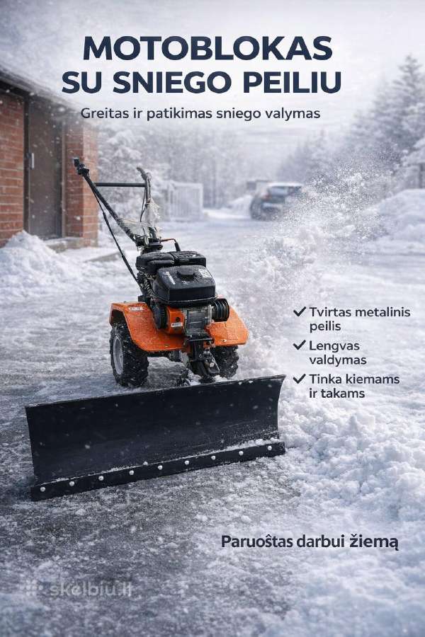 Akcija Kultivatorius-motoblokas+sniego Peilis