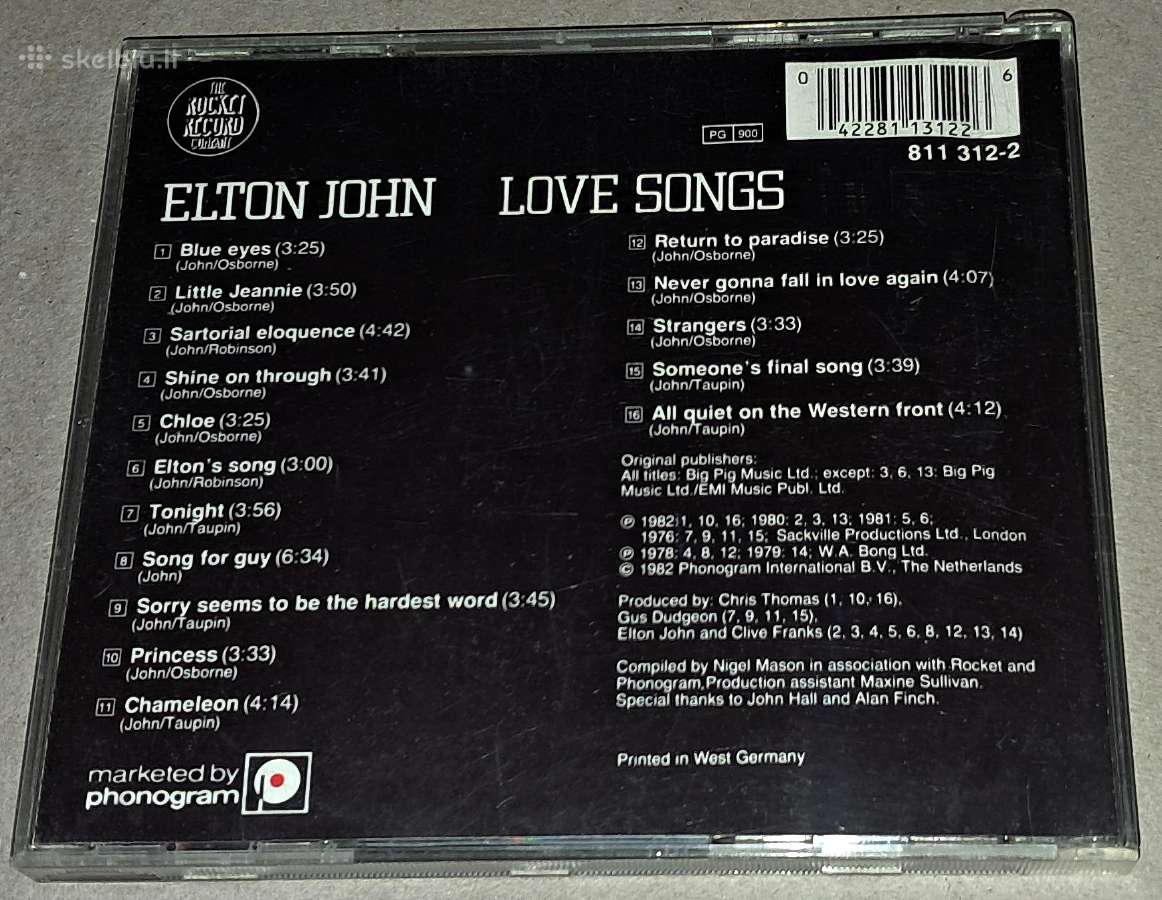 Elton John – Love Songs (Audio CD) - nuotraukos Nr. 2
