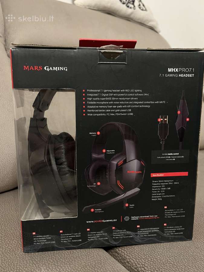 Žaidimų ausinės Marsgaming - Mhxpro7.1 - nuotraukos Nr. 2