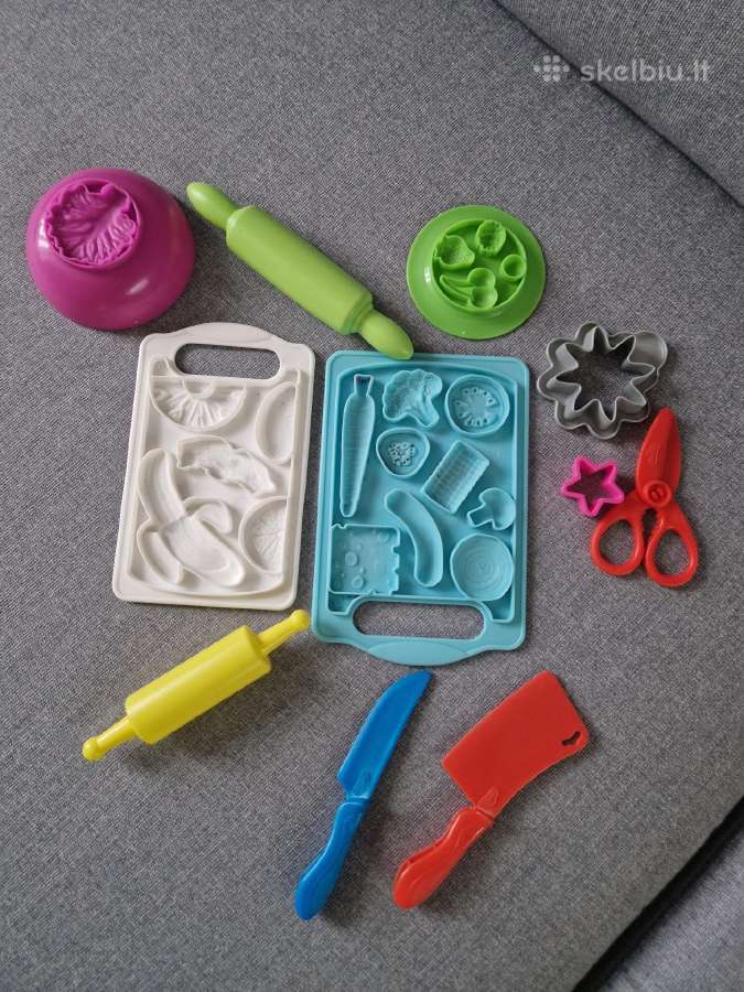 Play-doh formelės, pjaustymo lentelės, peiliai
