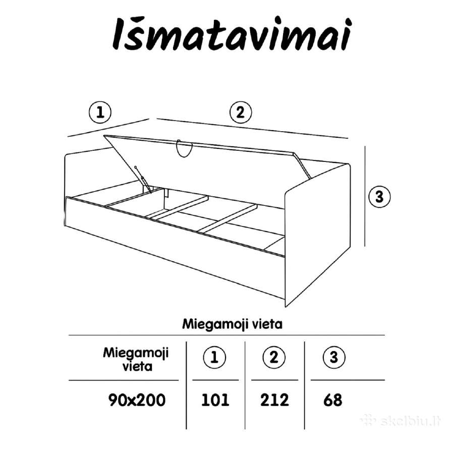 Viengulė lova Eliza Soft 900 su čiužiniu - nuotraukos Nr. 4