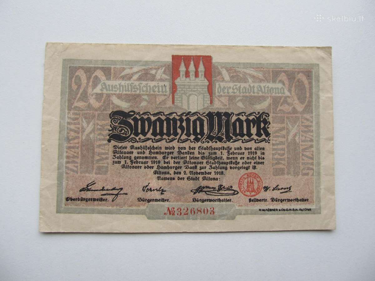 20 markiu , Altona Vokietija , 1918