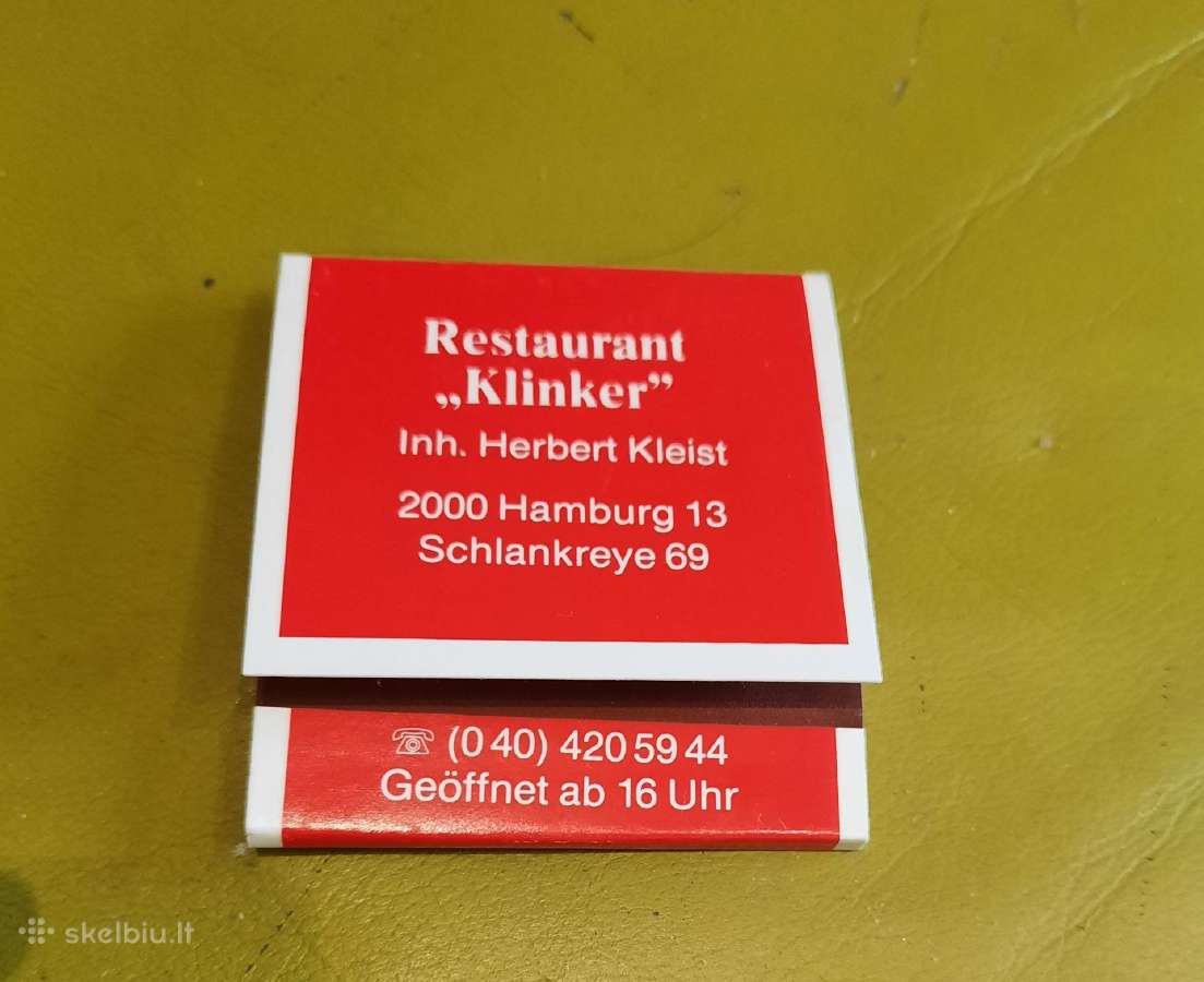 Rem. Degtukų dėžutė knygelė Restaurant Klinker - nuotraukos Nr. 4
