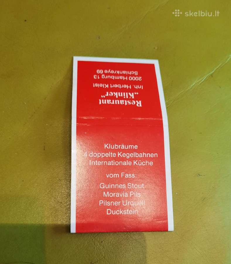 Rem. Degtukų dėžutė knygelė Restaurant Klinker - nuotraukos Nr. 3