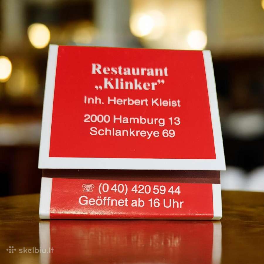 Rem. Degtukų dėžutė knygelė Restaurant Klinker