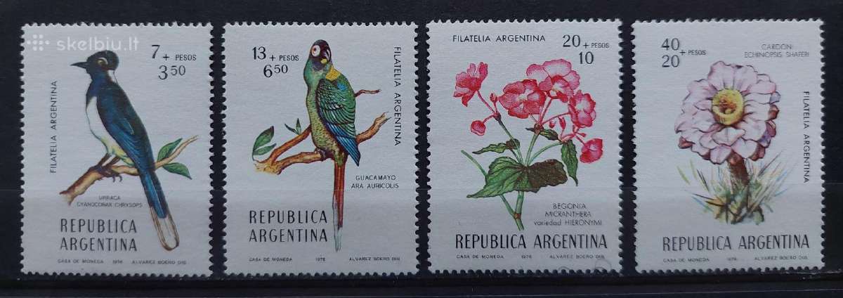 Argentina 1976 paukščiai ir gėles , švarūs, Michel