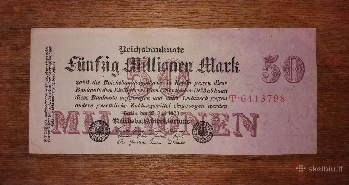 Vokietijos 50 mln markių banknotas