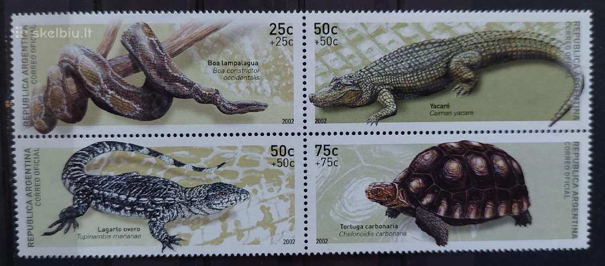 Argentina 2002 reptilijai, švarūs, Michel 2755-275