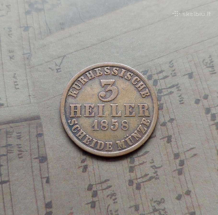 3 heller 1858 Hesenas Vokietija