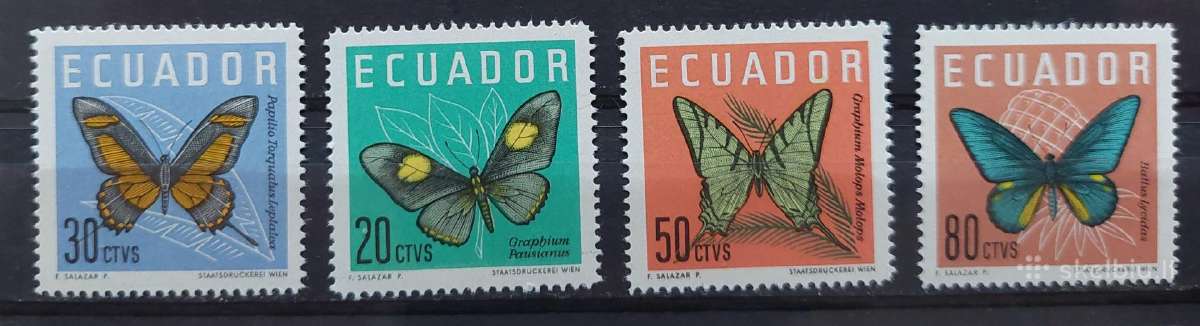 Ekvadoras 1961 drugeliai, švarūs, Michel 1070-1073