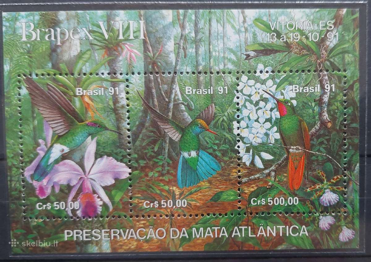 Brazilija 1991 paukščiai, švarūs, Michel block86