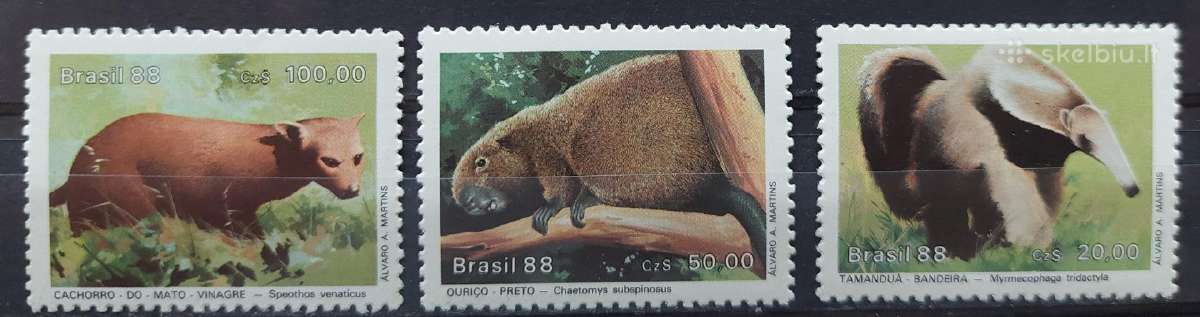 Brazilija 1988 gyvūnai , švarūs, Michel 2259-2261