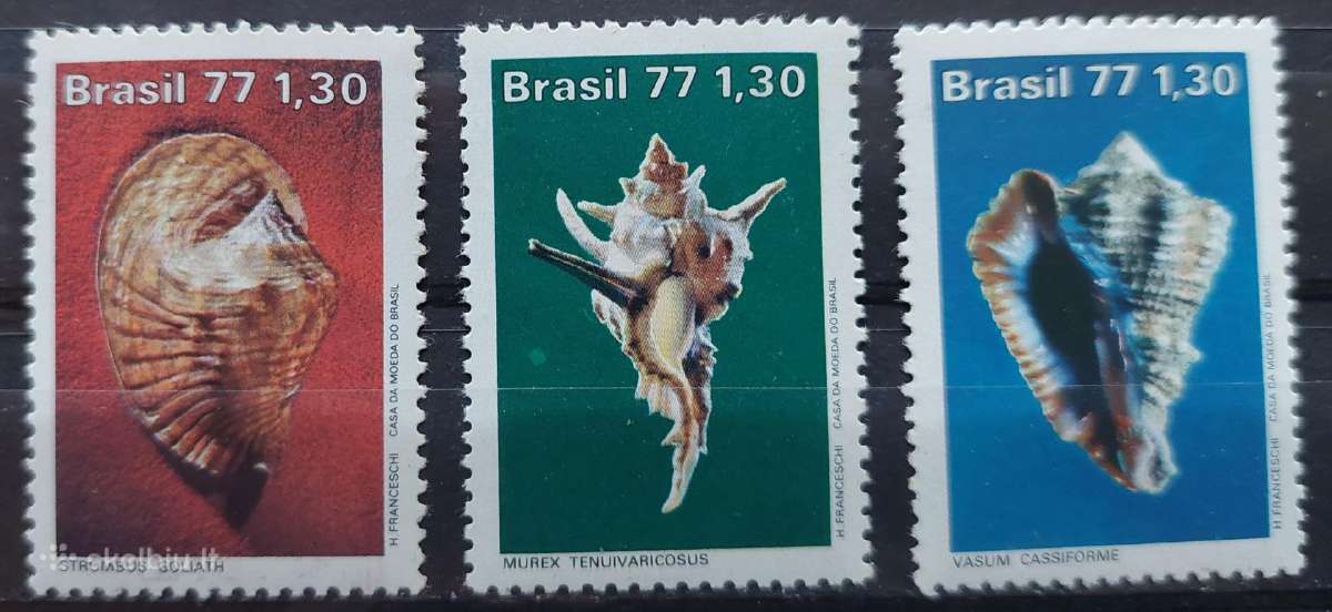 Brazilija 1977 kriaukles , švarūs, Michel 1604-160